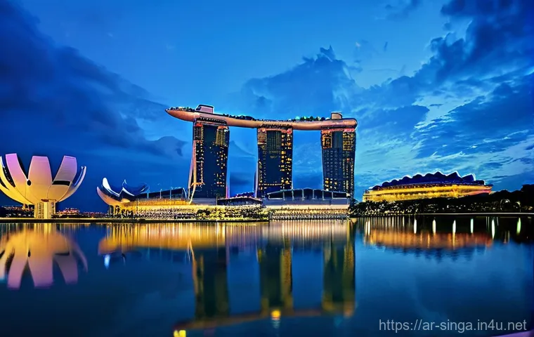 싱가포르에서 사진 찍기 좋은 곳 - **A breathtaking panoramic view from the Marina Bay Sands SkyPark at dusk.** The scene captures the ...