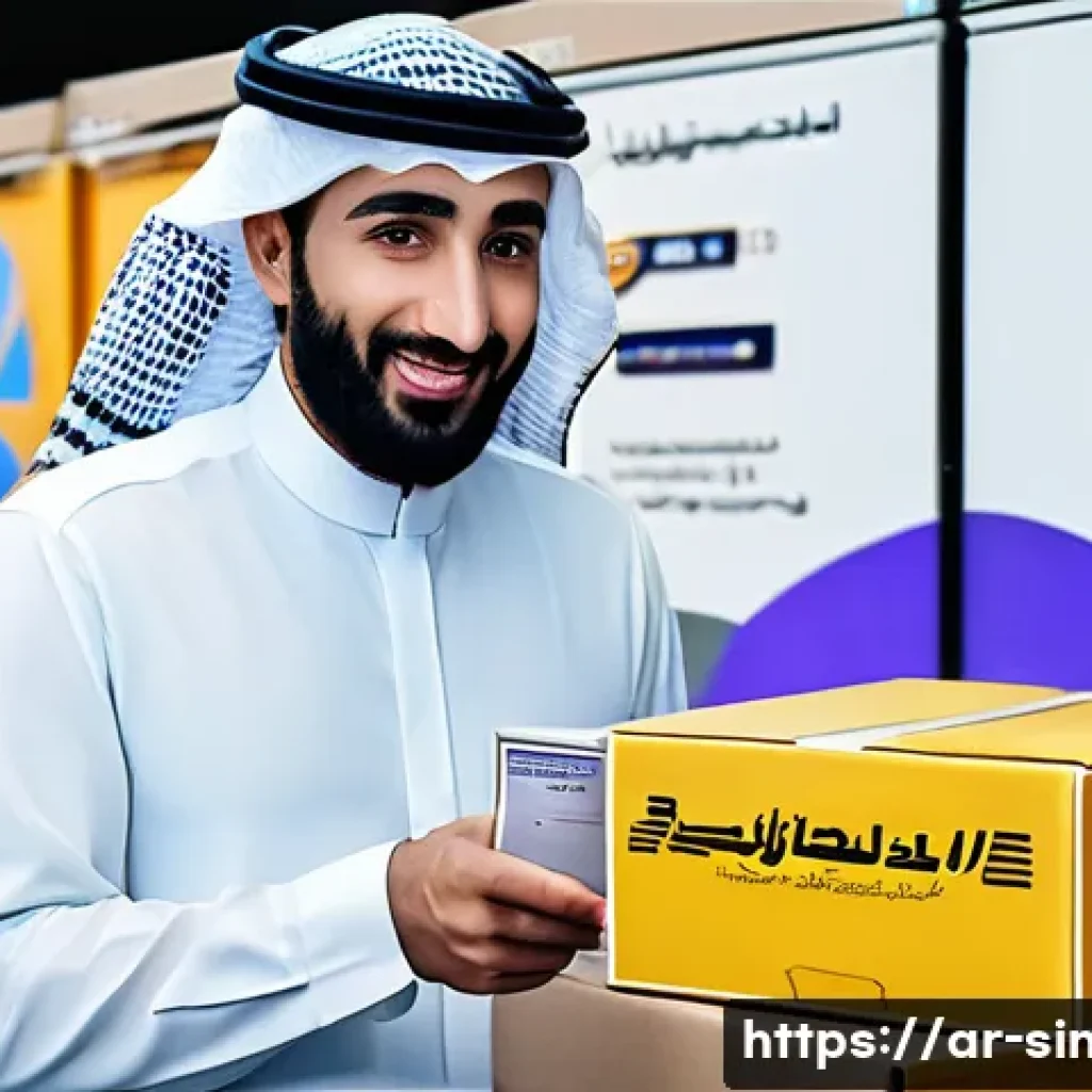 싱가포르에서 한국으로 소포 보내기 - A professional shipping office scene tailored for Arabic-speaking clients, featuring a well-organize...