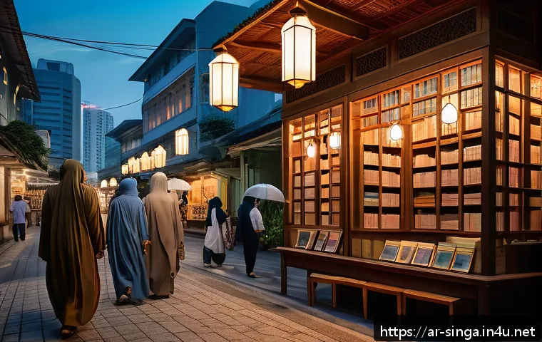 싱가포르의 유명 소설가 - A surreal literary scene blending everyday urban life in Singapore with fantastical elements: a dive...