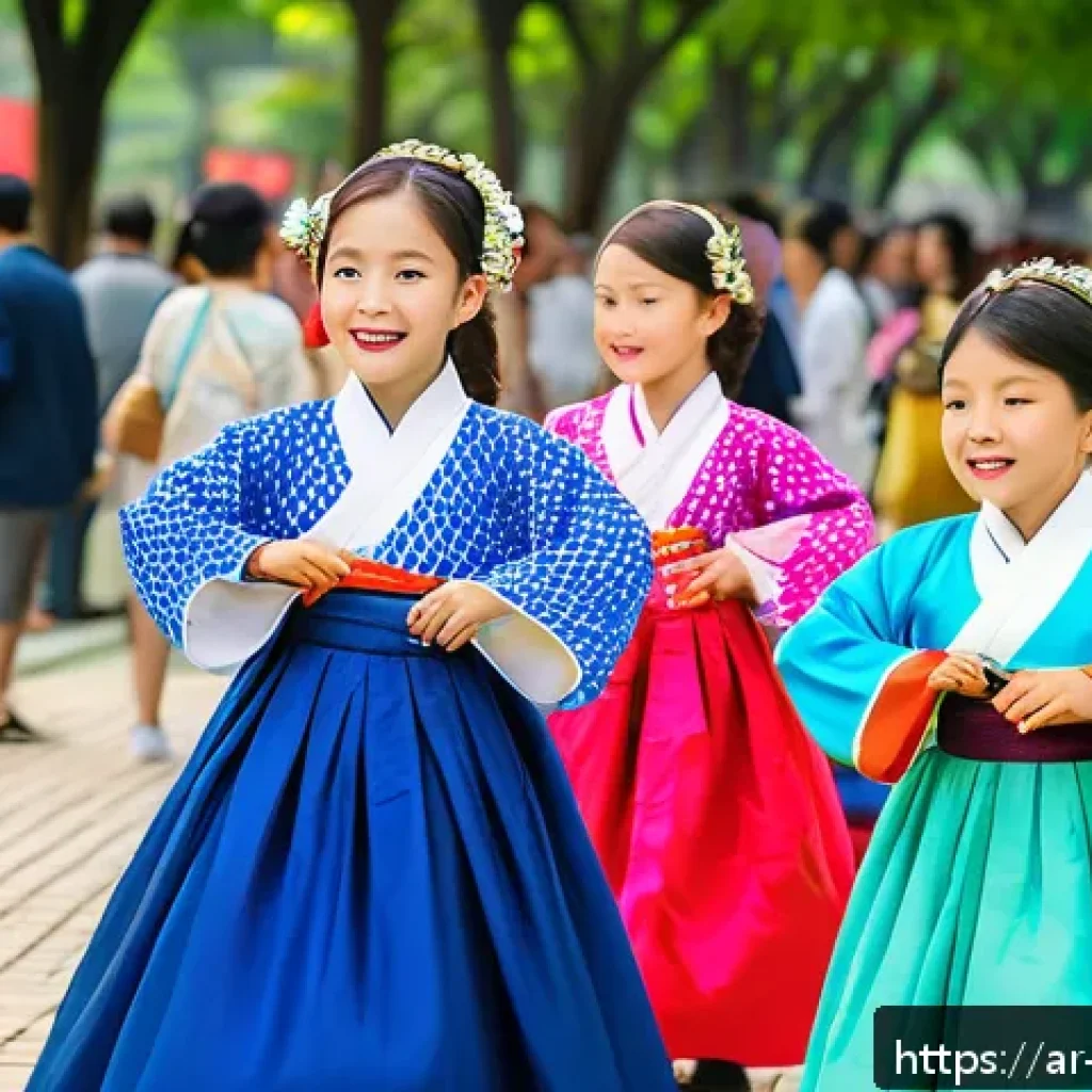 싱가포르 한인 커뮤니티 - A vibrant scene of a Korean cultural festival in Singapore&rsquo;s urban park during the day, featuring fa...