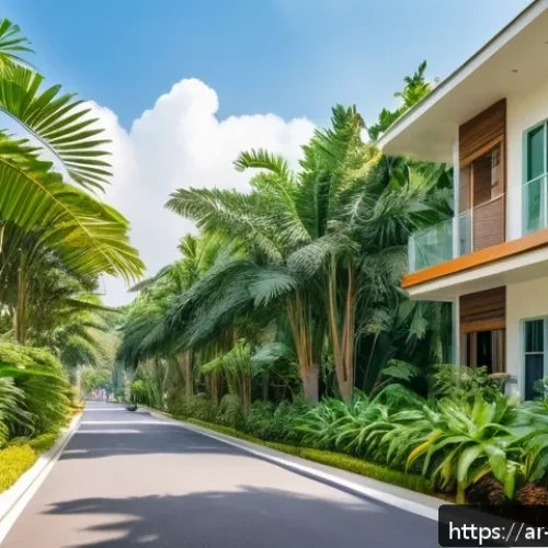 싱가포르 장기 체류 시 팁 - A serene residential neighborhood scene in Holland Village, Singapore, showcasing lush greenery, qui...
